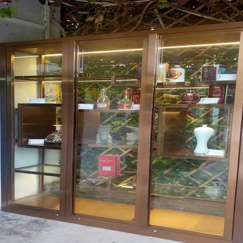 Manufacture Hotel Restaurant Glass Wine Storage Cabinet Stainless Steel High-end Luxury Refrigerator Whiskey  Display Rack