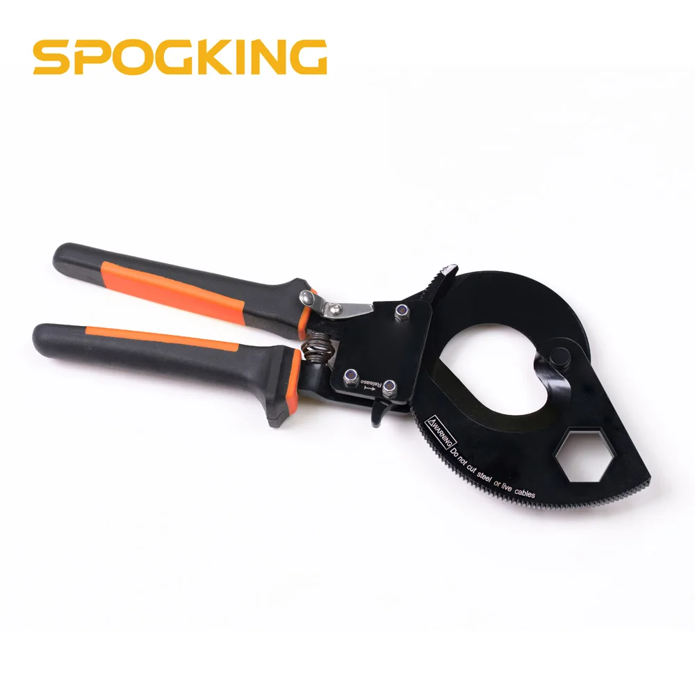Ratcheting cable cutter, cuts up to 600 kcmil copper and 600 kcmil aluminum cables