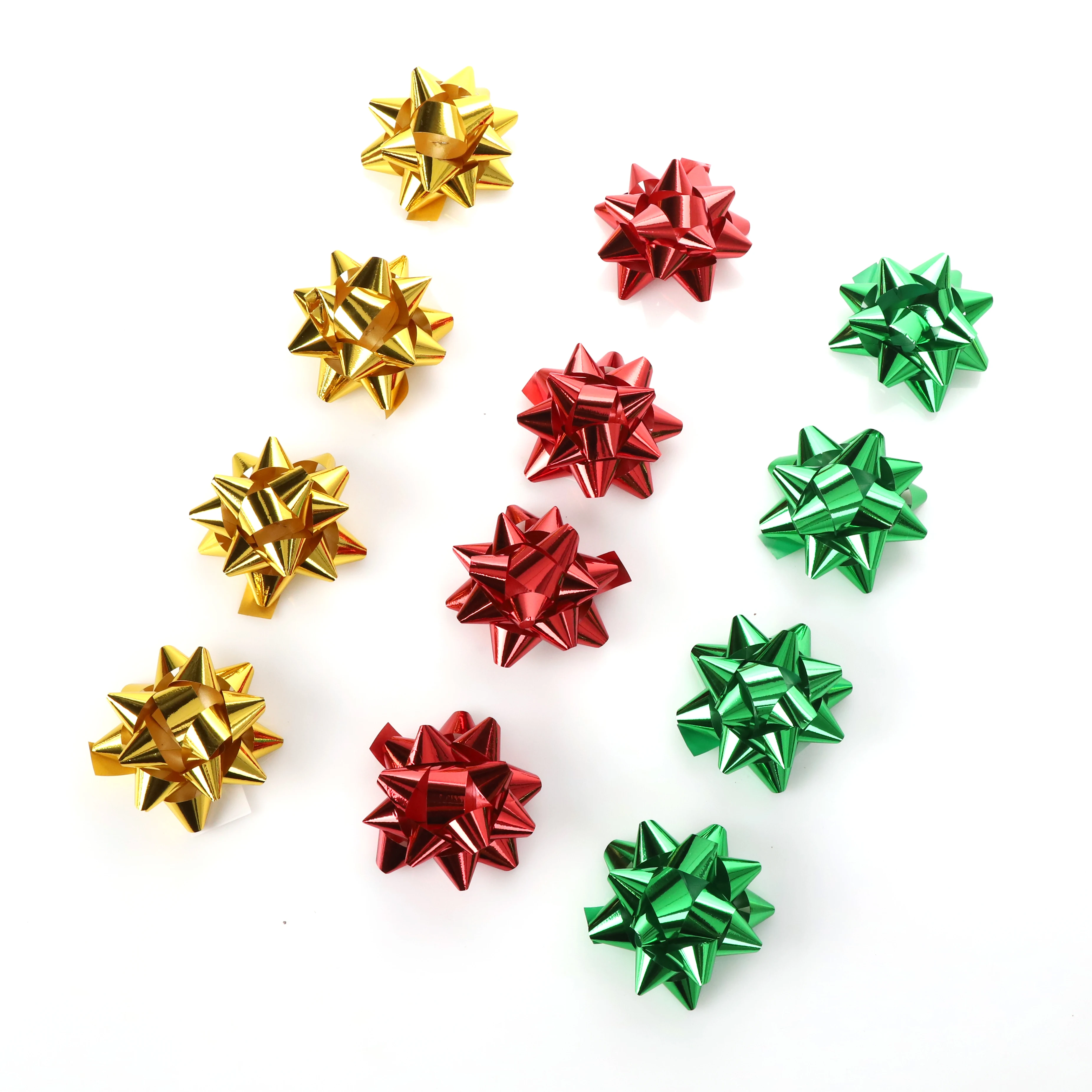 F  metallic color plastic ribbon gift wrap star bow plastic ribbon star bow for gift decoration