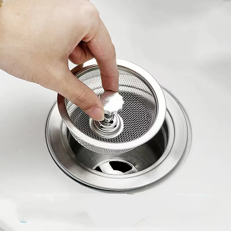Kitchen Sink Filter Stainless Steel Anti-Blocking Artifact Wash Basin Sink Sewer Ground Funnel Separating Residue Net