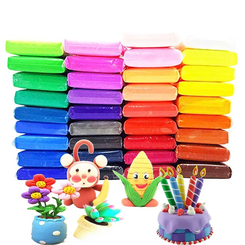 LISI 12/24/36 Colors Mini Non-Toxic Eco-Friendly Ultra Super Light Air Dry Clay for Children  Modeling Magical Clay with Tools