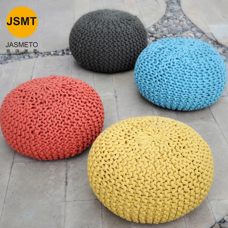 Scandinavian living room sitting pier round pier creative hand-woven futon sofa pier footrest step stool shoe changing stool