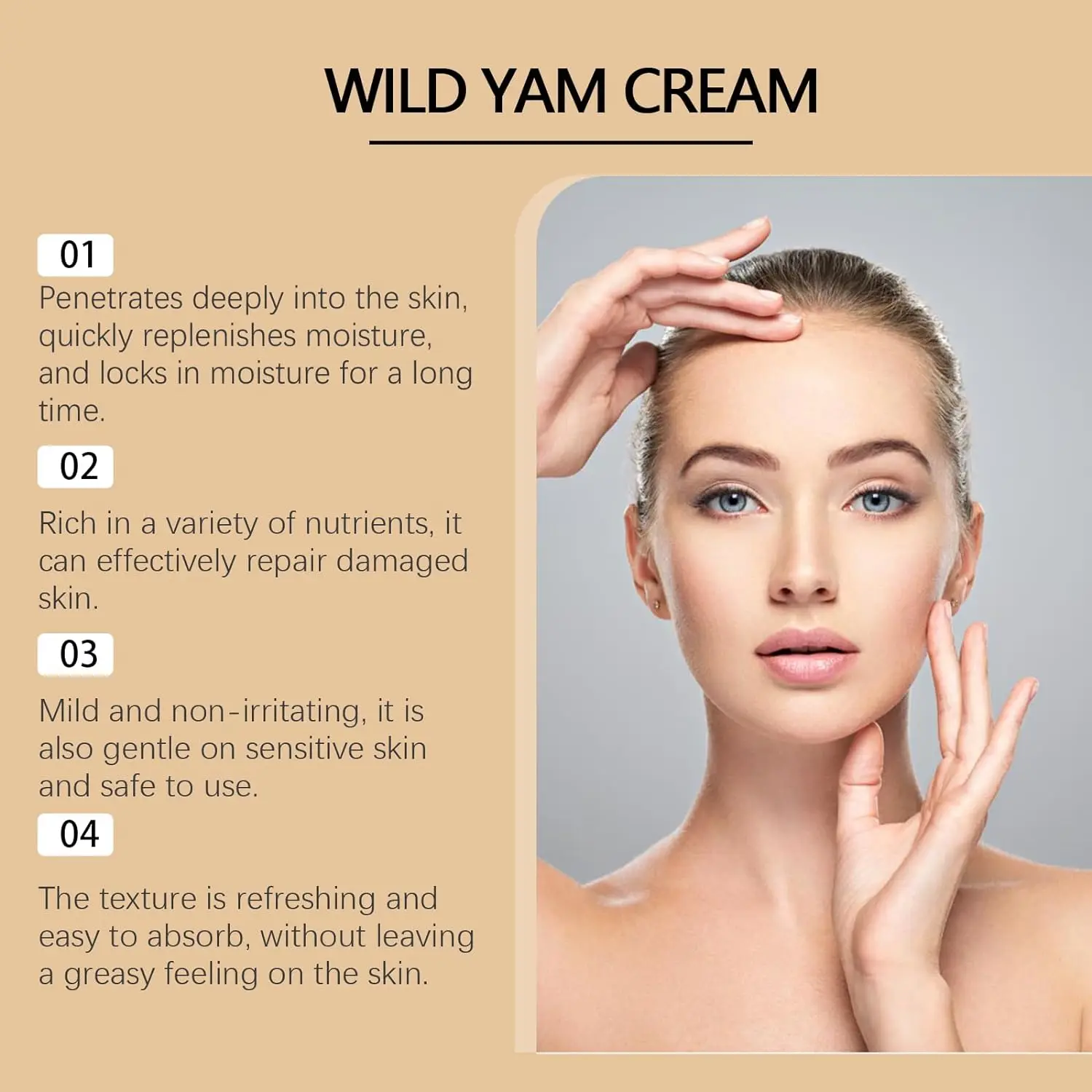 Aixin Private Label 60ml Organic Wild Yam Cream All Natural Deep Moisturization reducing water loss and external stimulation