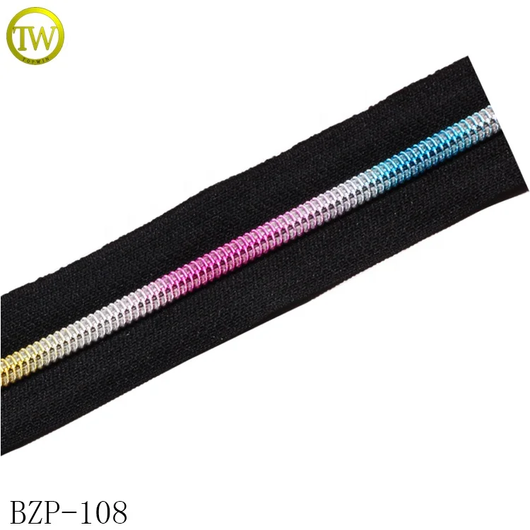 Garment Accessories Gold Teeth Black Metal Zip, Custom Metal Zipper For Clothing