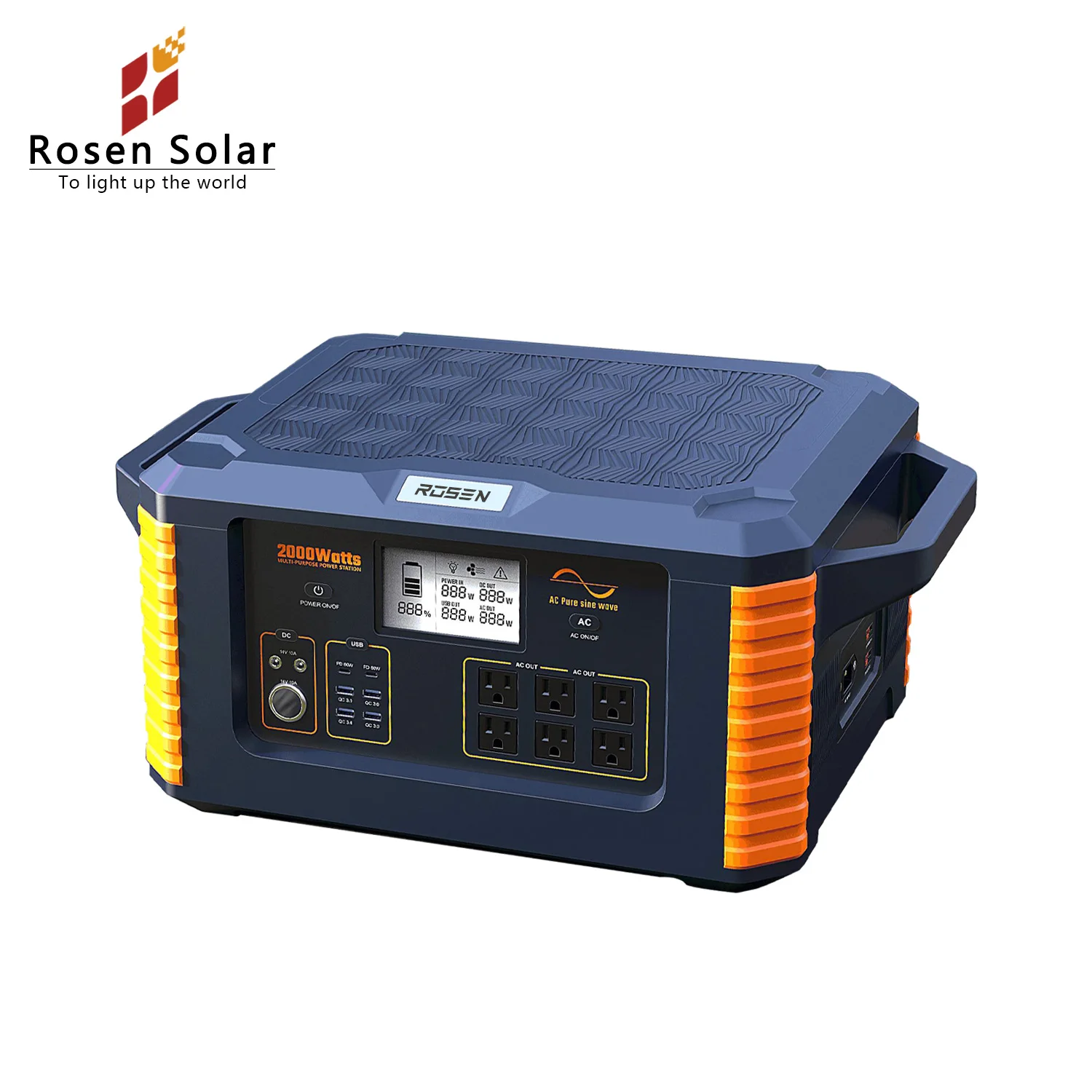 Rosen Solar Kit 2000W Portable Power Station 2200W Outdoor Energy Storage Power Supply