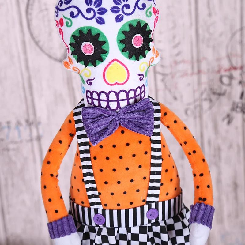 High Quality Halloween Doll Decorations Dia de Muertos Festivals Dia de Spirit Skeleton Face Stuffed Dolls