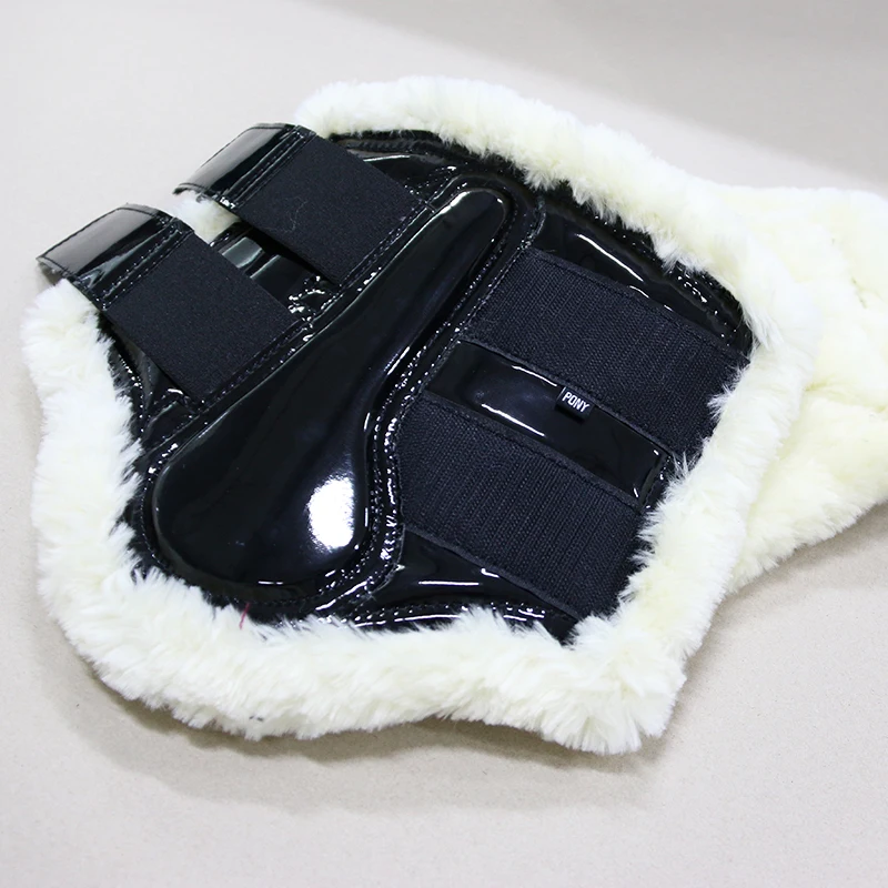 Professional Manufacturer Horse Riding Products Equine Boots Patent Leather Horse Tendon Brushing Boots Equestrian