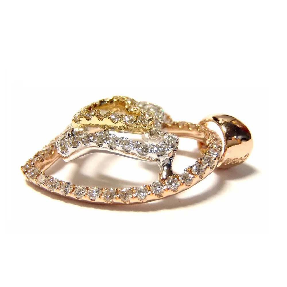 China Hong Kong Manufacturer Classic Fashionable Design Customizable 18k Tri Colour Heart Shape Natural Diamond Pendant For Gift