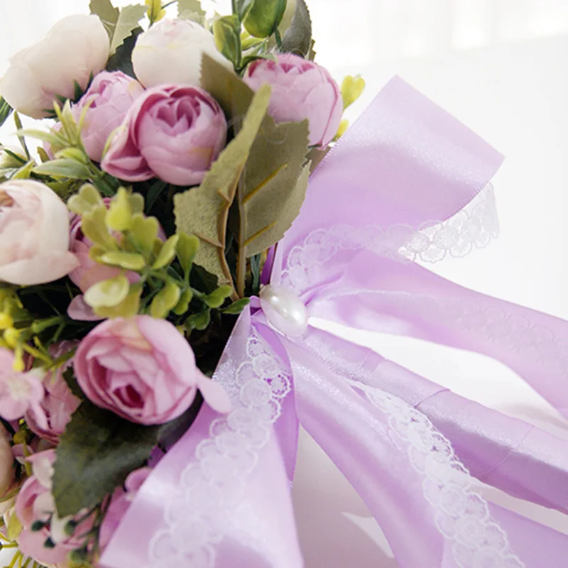 Romantic Artificial Colorful Flowers Bridal Hand Holding Rose Wedding Bouquet