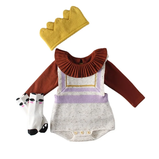 
PHB 10120 romper sets knitted design two pieces fall baby girl names photo clothes 