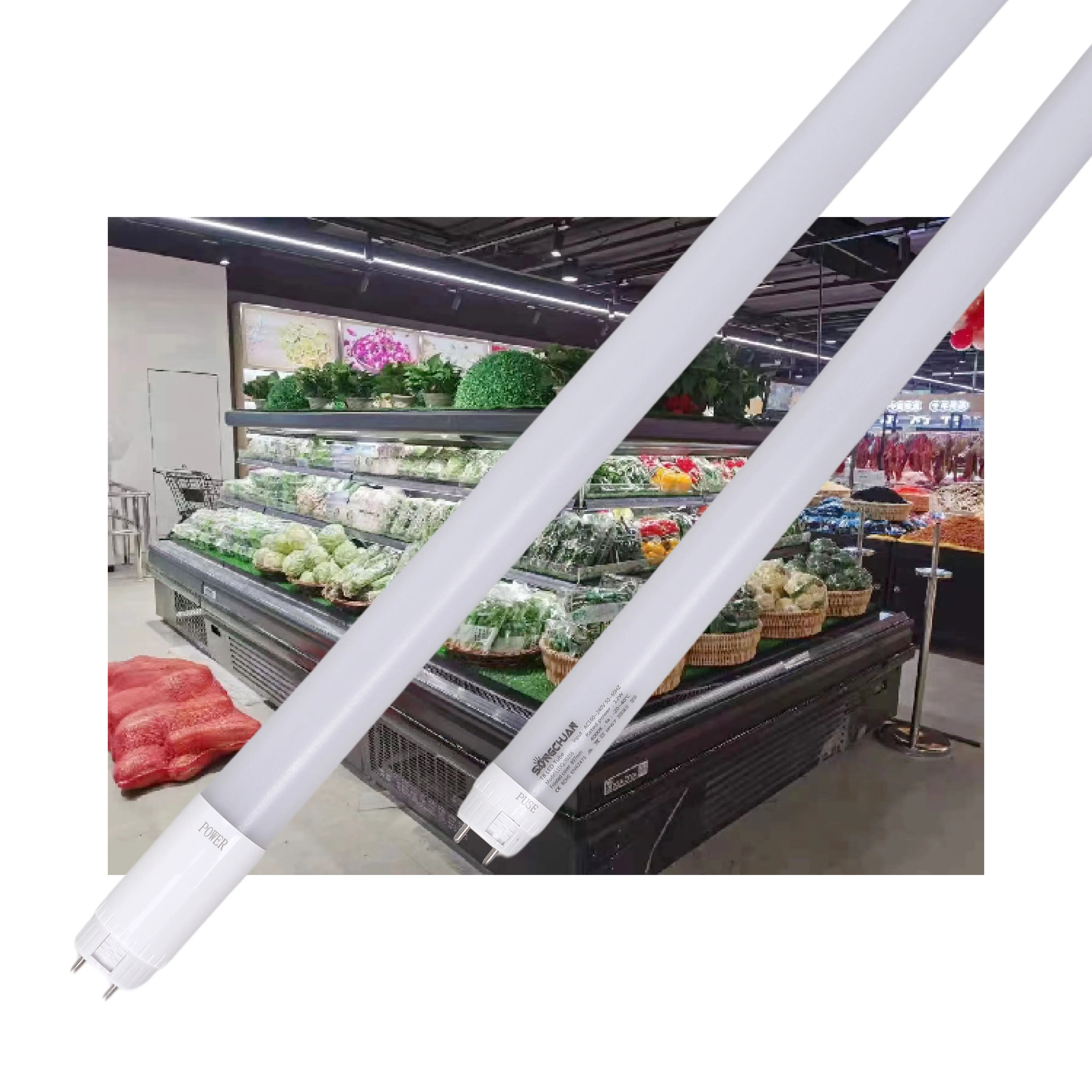 High Voltage T8 Waterproof Led Tube Light For Vertical Refrigerator Freezer Lighting