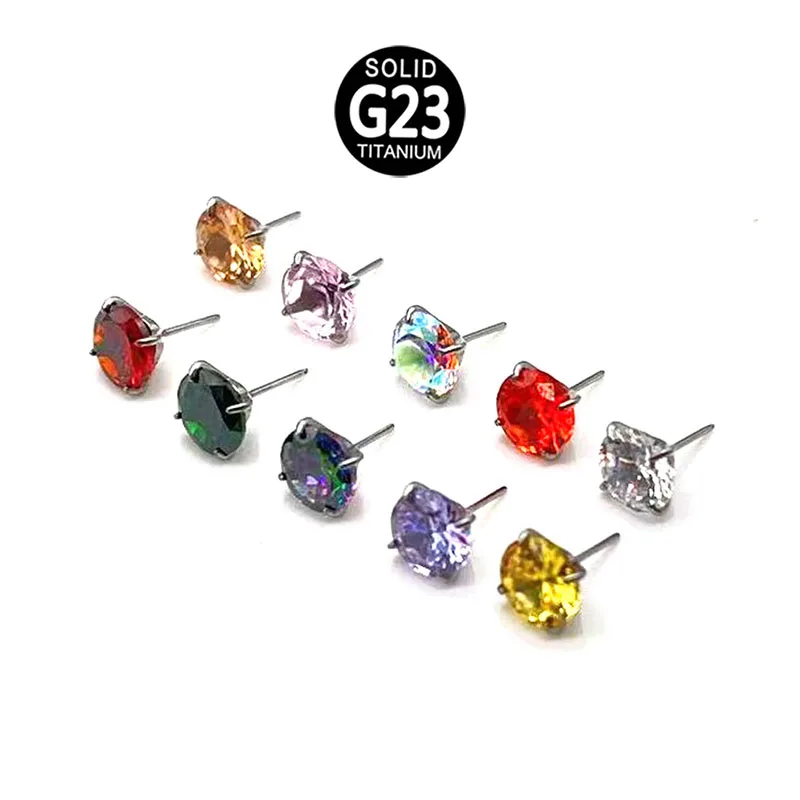 G23 Titanium Pin Claw Zircon Accessories Insert Rod Inlaid with 5A Zircon Titanium Alloy Puncture Jewelry Earbone Nail Lip Nail