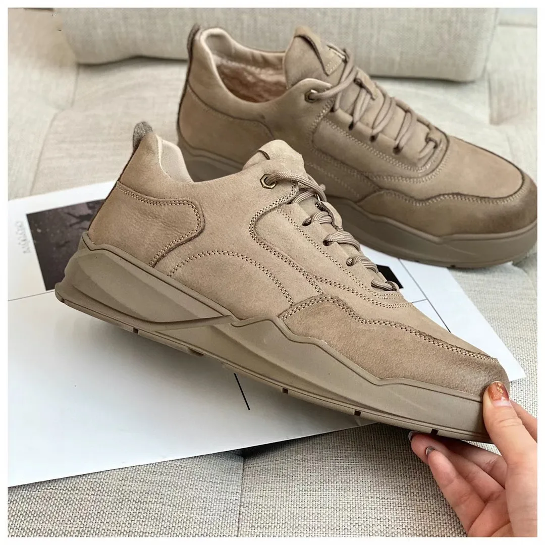 Новинка 2021, дизайнерские стильные зимние повседневные ботильоны из натуральной овечьей кожи на шнуровке для мужчин