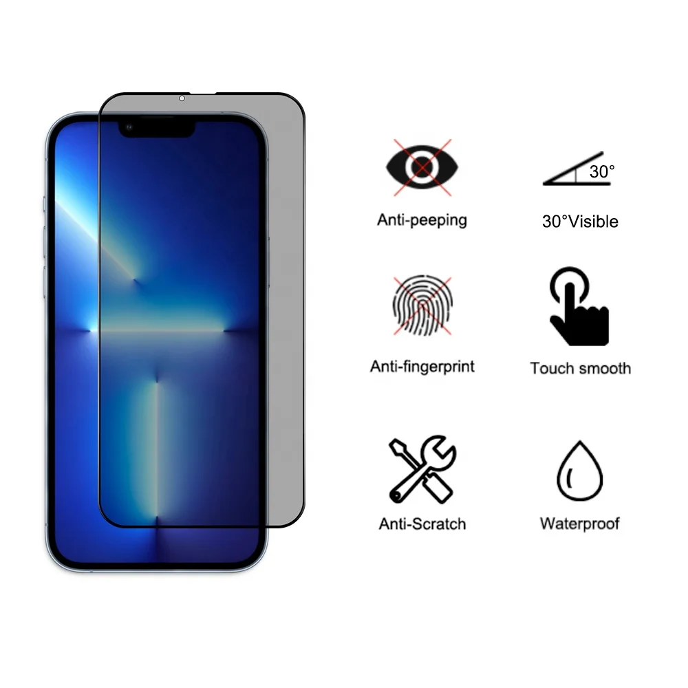 Hot Full Glue Anti Spy 3D Privacy Tempered Glass Film for iphone 13 pro max Mobile Phone privacy Screen Protector