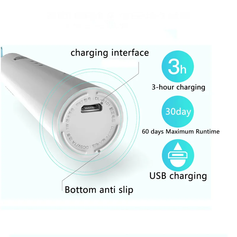 Oral Care Appliance Smart Rechargeable Smart Automatic Ultrasonic Adult Electric Dental Toothbrush IPX7 Waterproof Battery Power