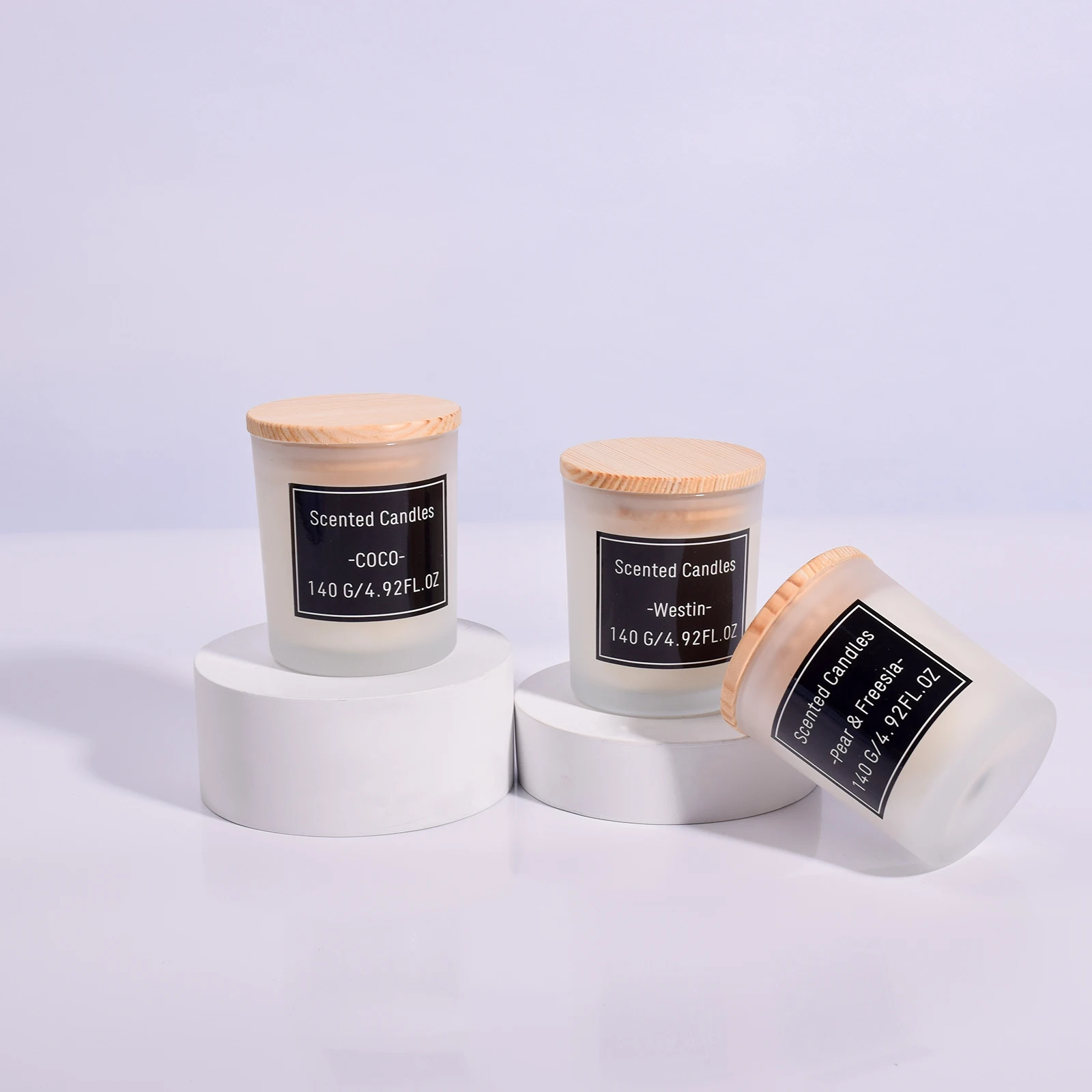 Scented candle filling glass Creative wood lid smokeless soy wax handmade indoor three scented candles accompanied by hand gifts