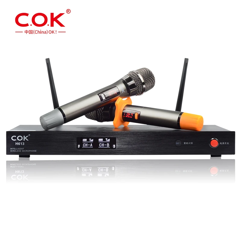 Высококачественный профессиональный беспроводной микрофон UHF двухканальный ручной