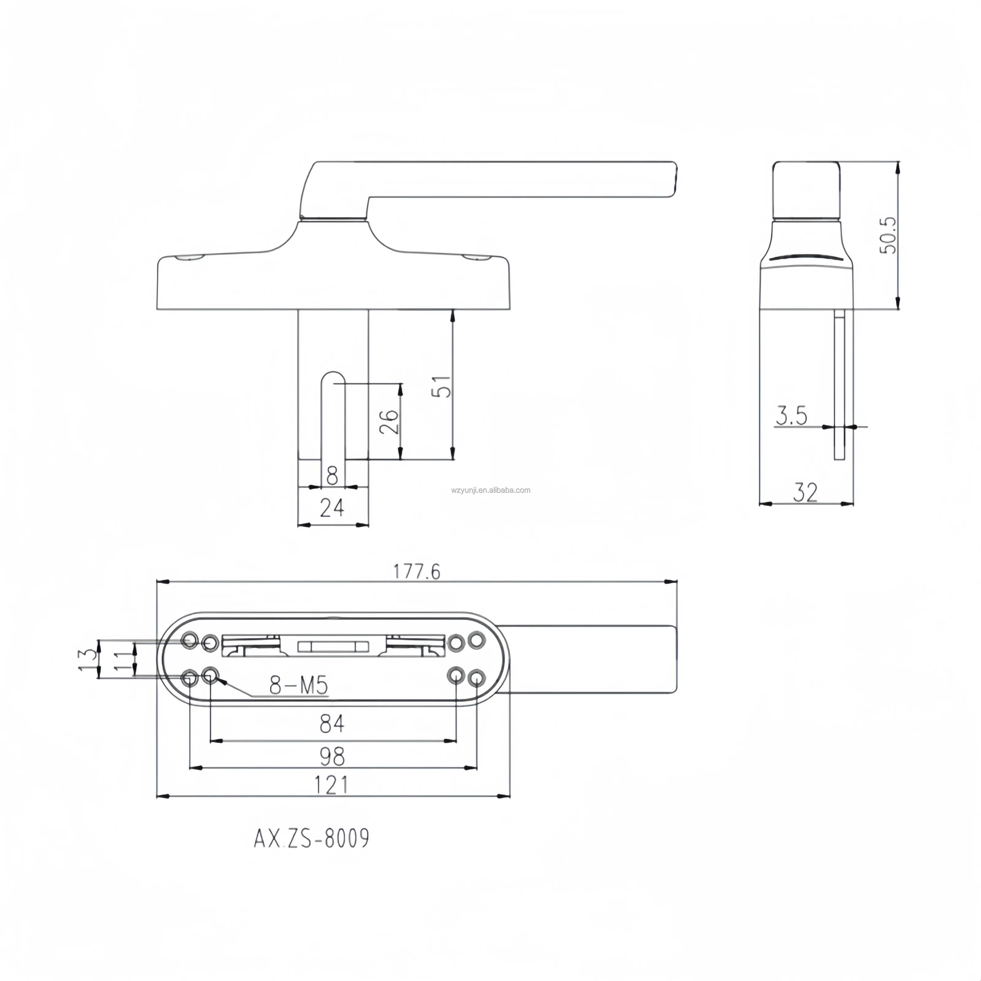 Window Hardware System Casement Fittings Multi-Point Sliding Casement Luxury Aluminium Window Handle