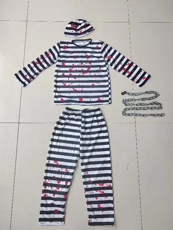 Children Cosplay Prisoner Costume Halloween Costume Clothes for Kids Boys