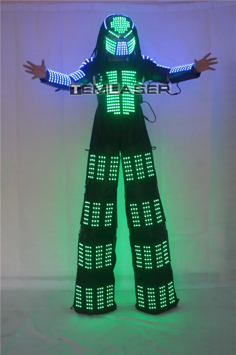  Разноцветный светящийся костюм со светодиодной подсветкой RGB для одежды костюм-робот стильным освещением робот-танцевальная одежда Kryoman Дэвид