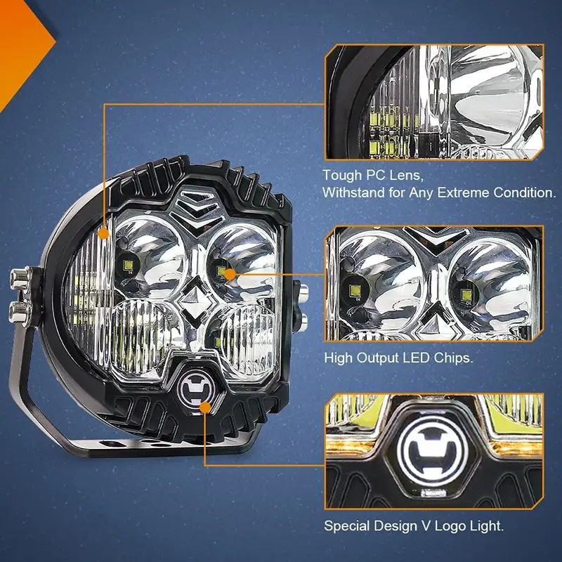 Others Car Light Accessories 32W Tri-Color Projector  LED Work Light with White and Yellow drl Driving Spot Fog Lamp for truck