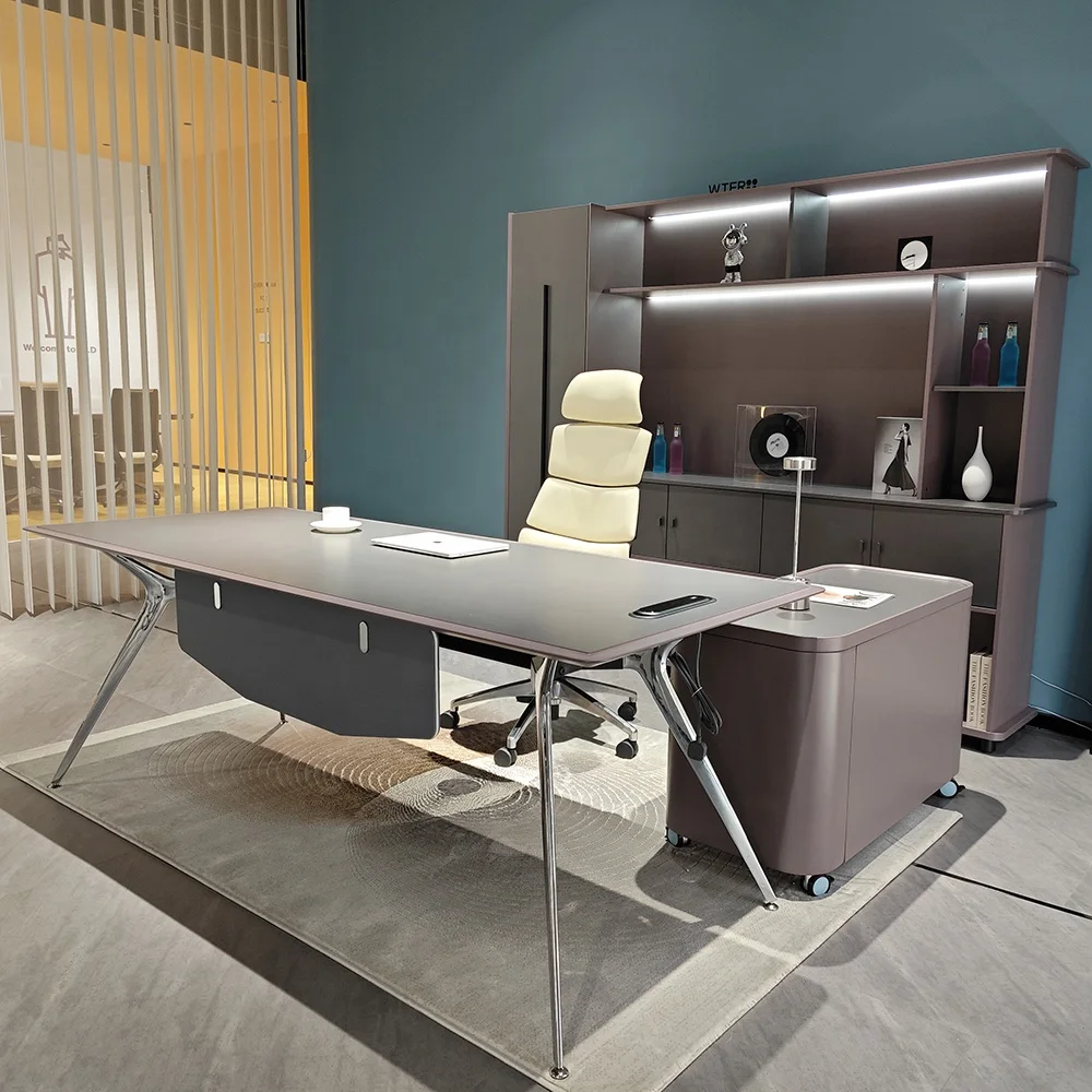 Modern Design Commercial Wood Office Desk L Shape Modern Luxury Management Office Desk Set With Drawer