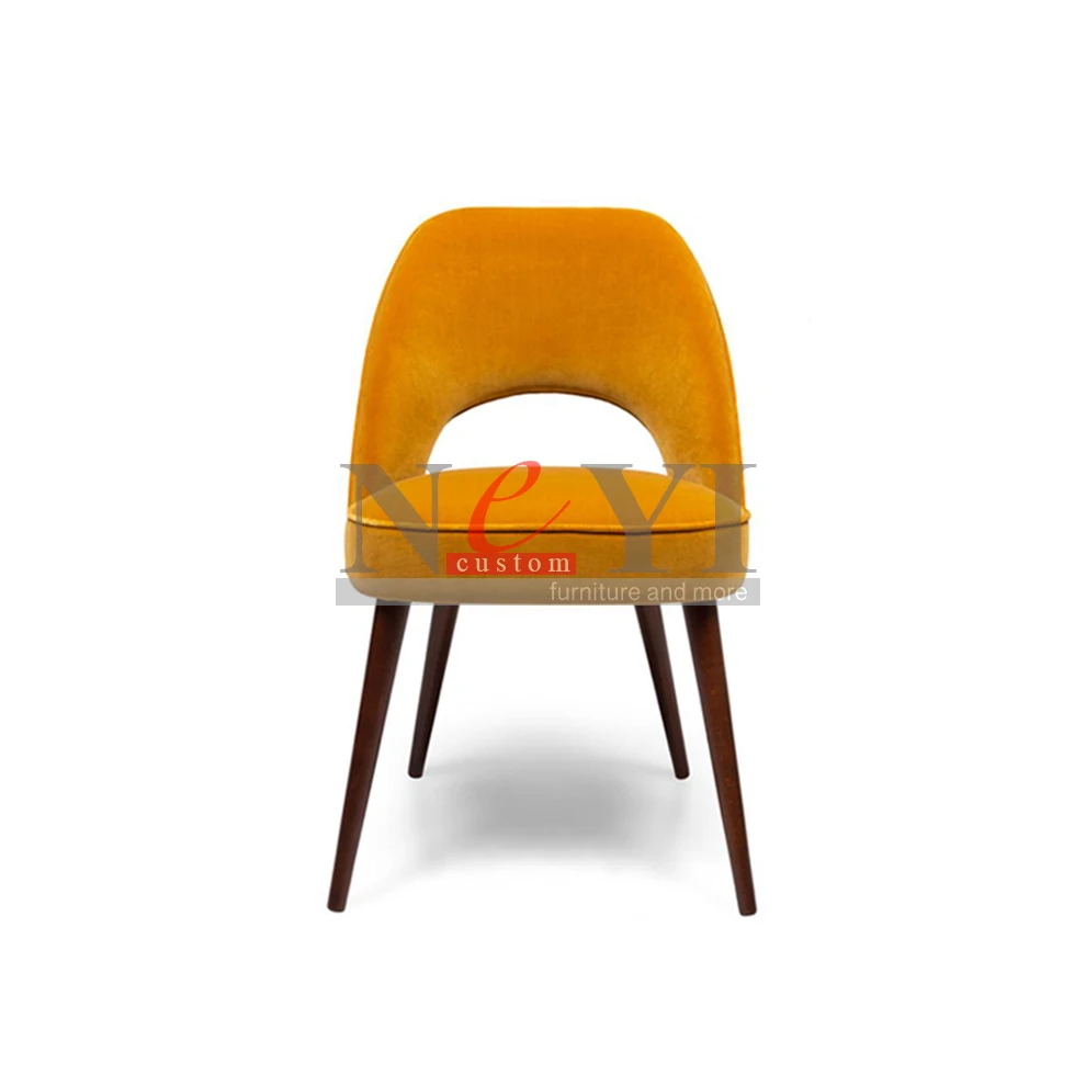 CY034 New Design Factory Wholesale japanese dining chair yellow Upholstered Price Wood Restaurant Dining