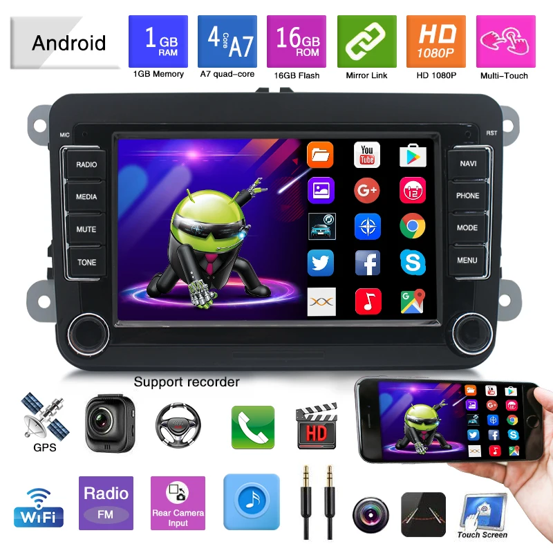 Wireless Carplay vw android car multimedia Player with Canbus GPS Navigation Wifi BT FM For VW Skoda Seat Passat Golf 5 6