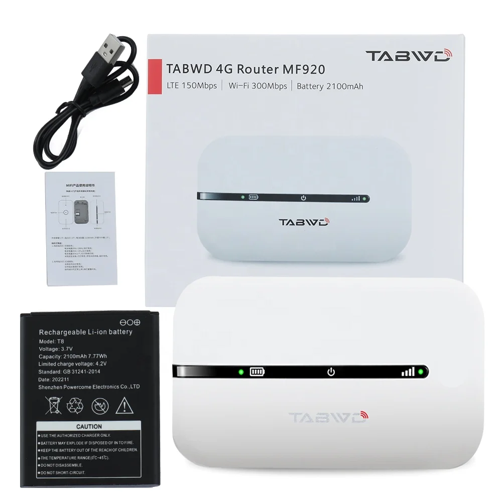 High Speed Mobile Hotspot Wireless TABWD  MF920 4G LTE Pocket Wifi 150Mbps 2100mAh battery with 4G Band B1/3/5/7/8/20/38/40/41