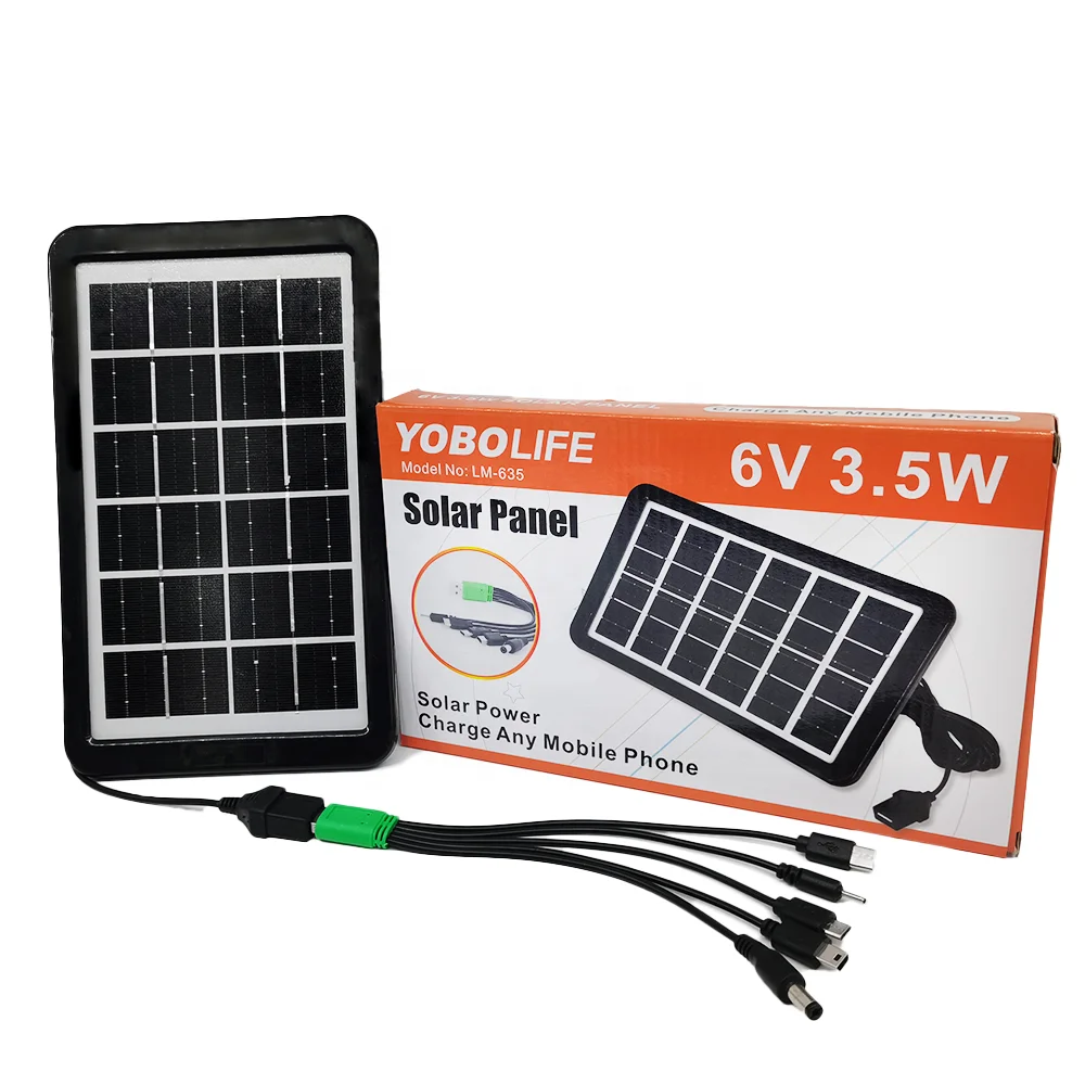Solar Panels for home 6v3.5w with Mobile Phone Charger Line use for Earthquake and Island Country Camp Solar Plate Panel