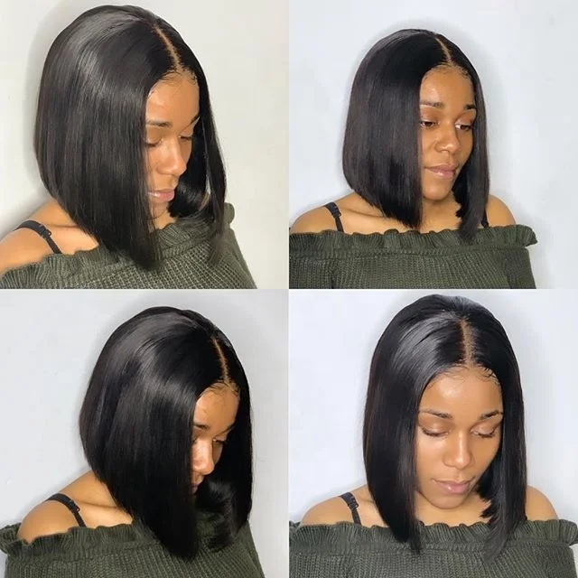 wholesale short straight bob wigs brazilian human hair lace front wig,cheap human hair blue green grey colored short bob cut wig