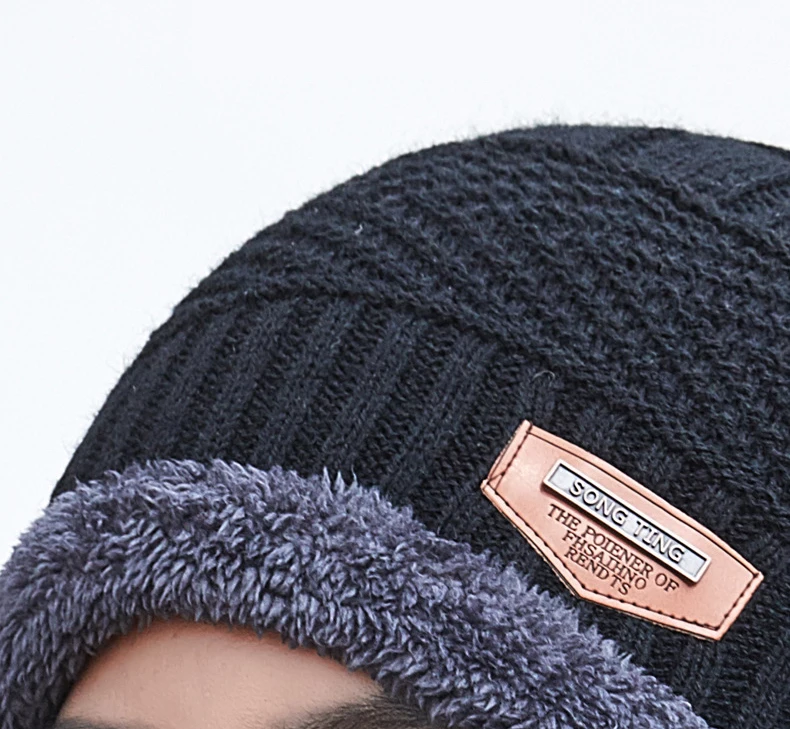Outdoor Neck Warm Winter Hat Knit Skull Cap for Men Women Thicken Wool Beanie Knitted Hat Scarf Set