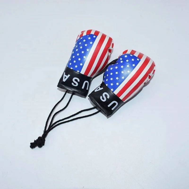1 pair country flag USA design boxing glove keychain for ornaments with keyring or string custom