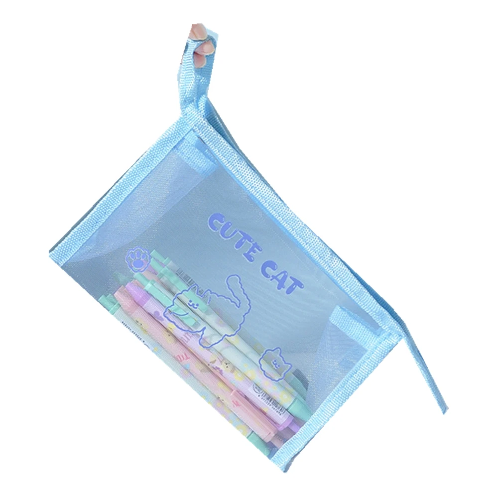 large space transparent mesh pen or pencil bags