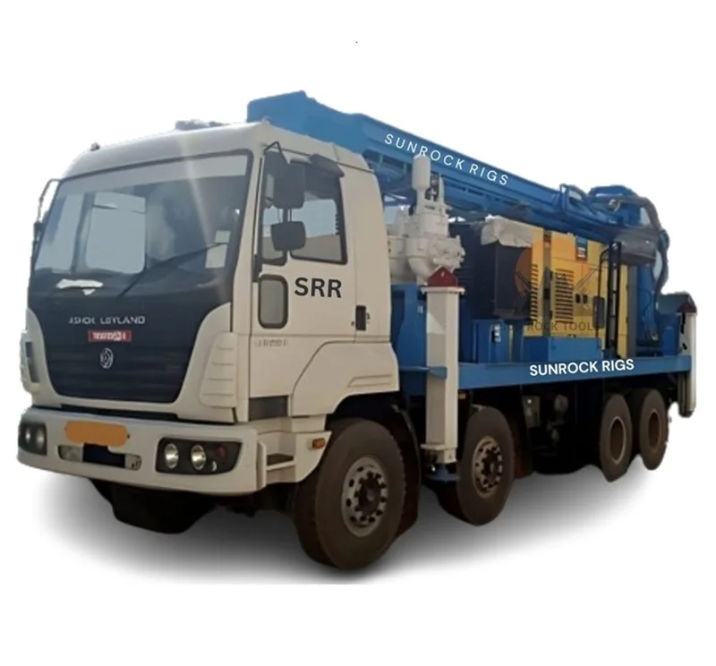 SUNROCK 400 Top Head Drive DTH Drilling Rig New Robust Truck Mounted Rig Hydraulically Operated Engine Motor Gear Pump Gearbox