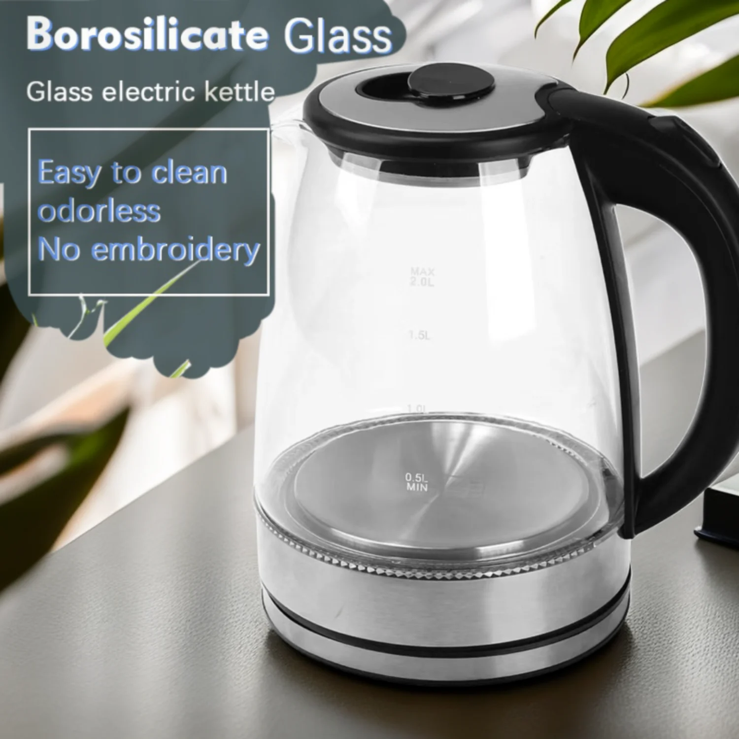 New trend Hot Sale Electric Kettle Glass Kettle great Sales High Quality 1.8L OEM Box Power Packing Plug Tea Maker Water Boiler
