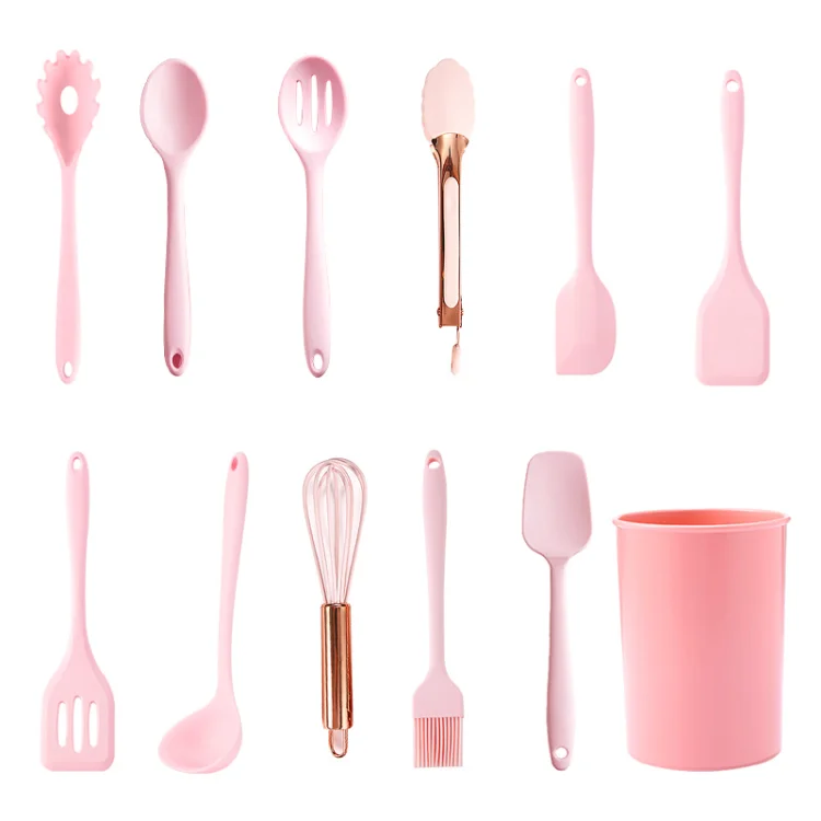 Factory Wholesale Silicone Kitchenware Set 12-piece Silicone Spatula Spoon Food Clip Kitchen Cooking Utensils