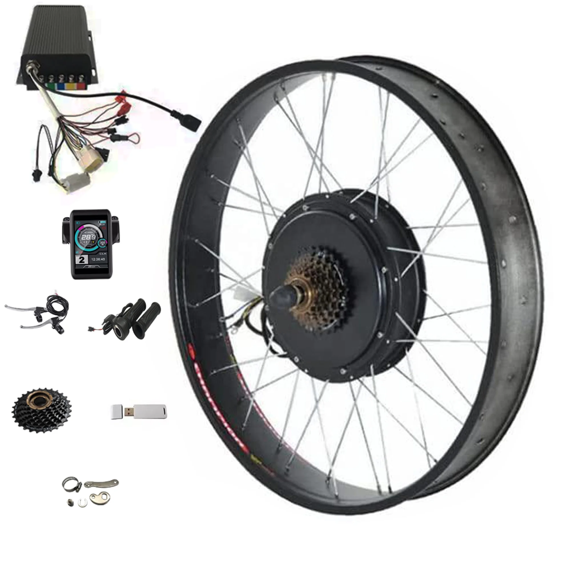 20' 26' 170mm 190mm Dropout 2000w Rear Wheel Hub Motor Fat Tire Ebike Conversion Kit with Sabvoton 45A Controller and UKC1