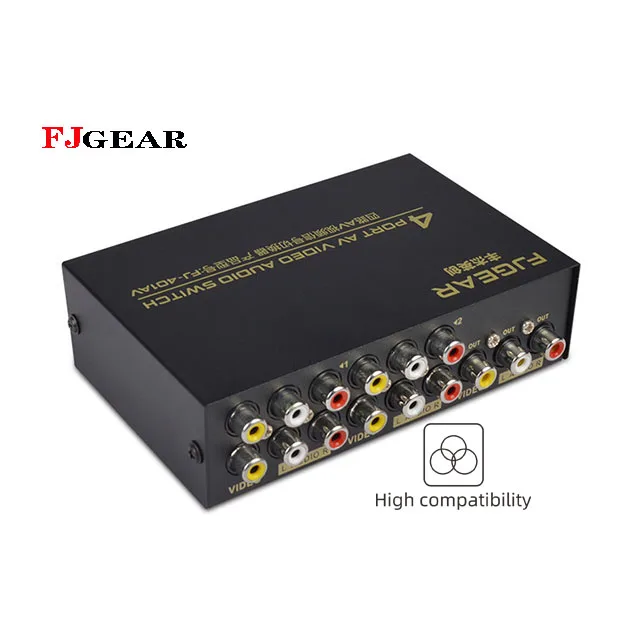 FJGEAR selling DVD 4 input switcher video audio av switch 4 port