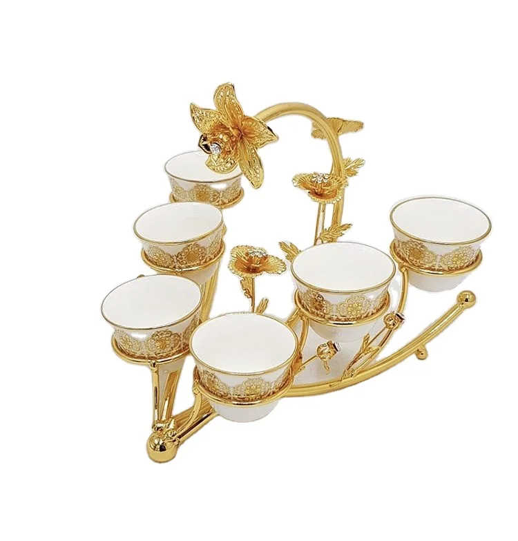 Turkish Tea Cup Rack Luxury Cup Holder Gold Style Metal Gift Arabic Europe Cups Holder