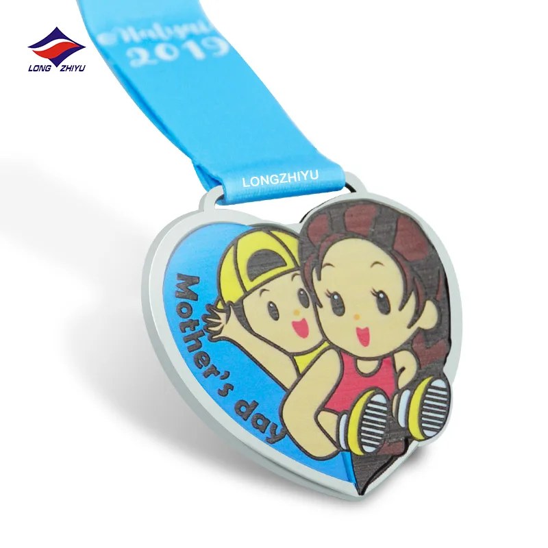 Longzhiyu 15 years china supplier professional custom made enamel heart shaped medals wholesale couple running medals