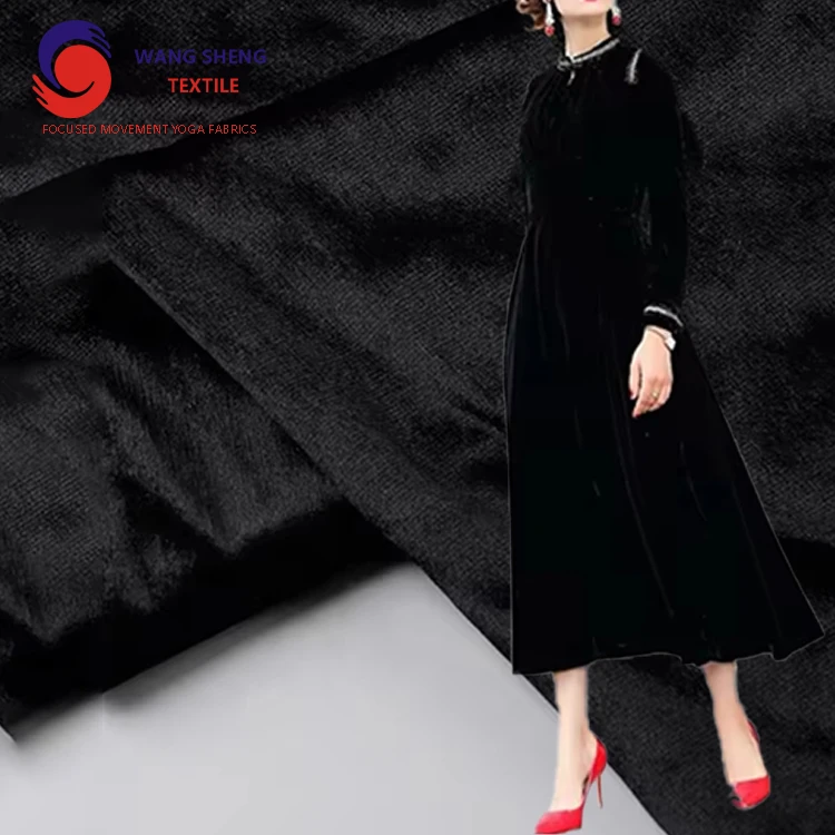 Оптовая продажа высокое качество пользовательские цвета полиэстер мягкие черные бархатные платья ткани