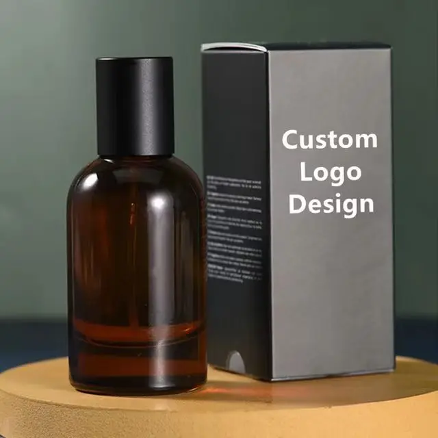 2023 New Amber Color Luxury Customized Printing 30ml 50ml 100ml Empty Glass Spray Perfume Bottles