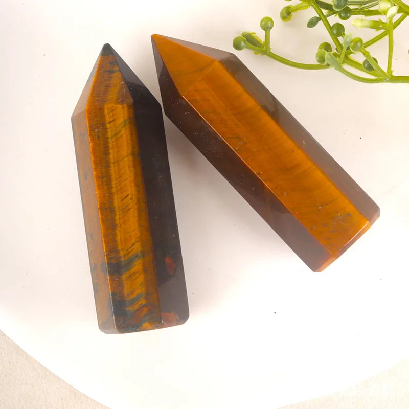 Natural Crystal Red Jasper Hexagonal Pillar Ornament Double-Pointed Original Stone Polished Demagnetized for Healing Energy