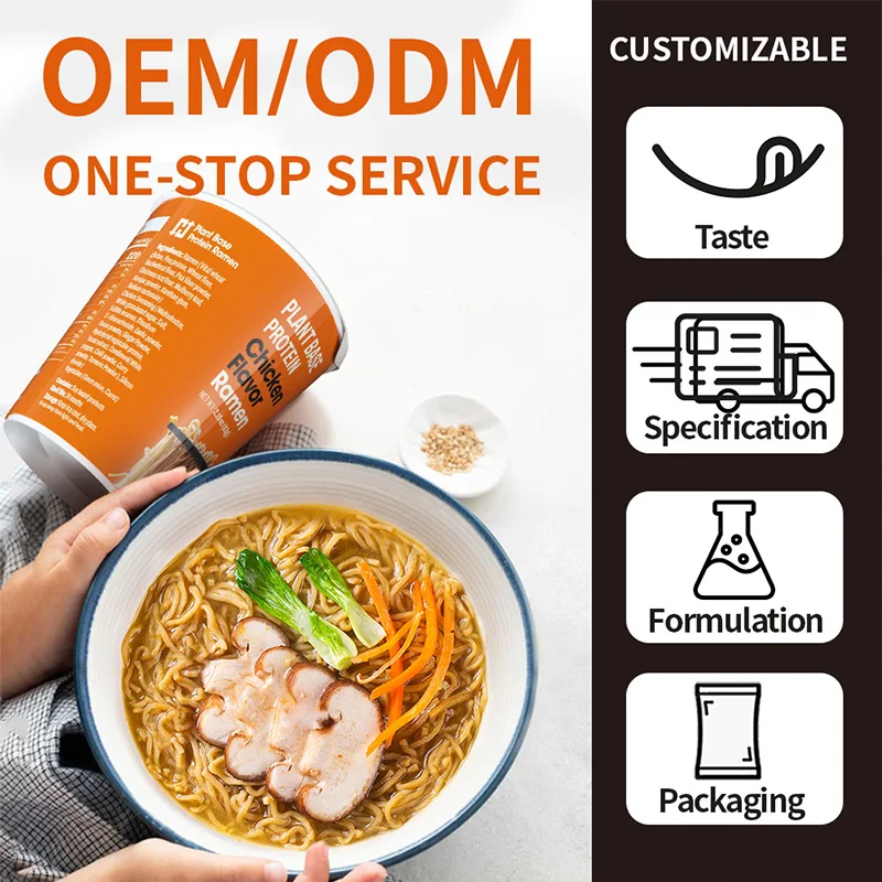 Wholesale Plant Base Protein Beef Flavor Ramen Pasta High Protein Noodles Organic Healthy Food Delicious Cup Noodles