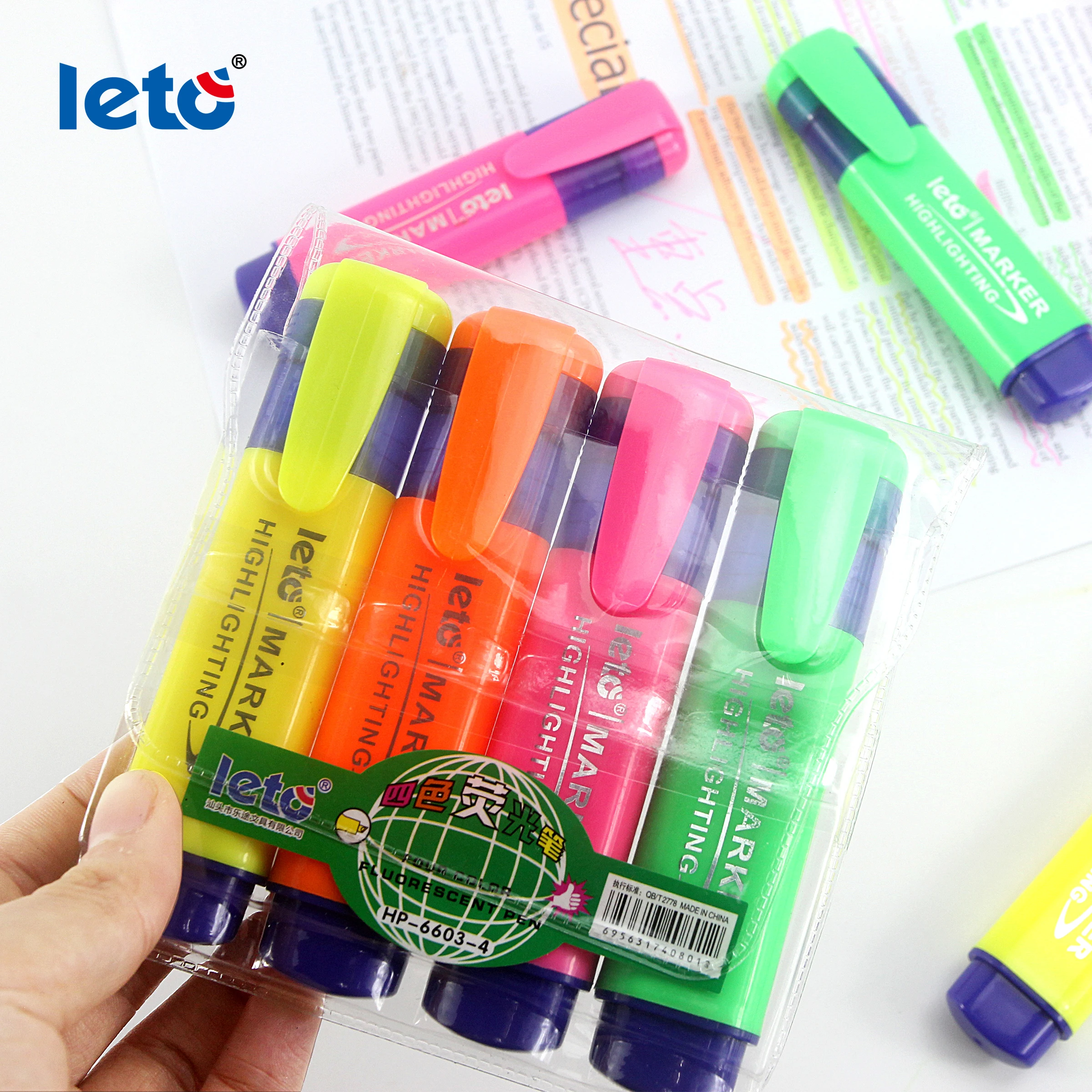 Hot Selling School Stationery Custom Logo Highlighter Marker Pen Set Non-toxic Single Head Highlighter Pen Set