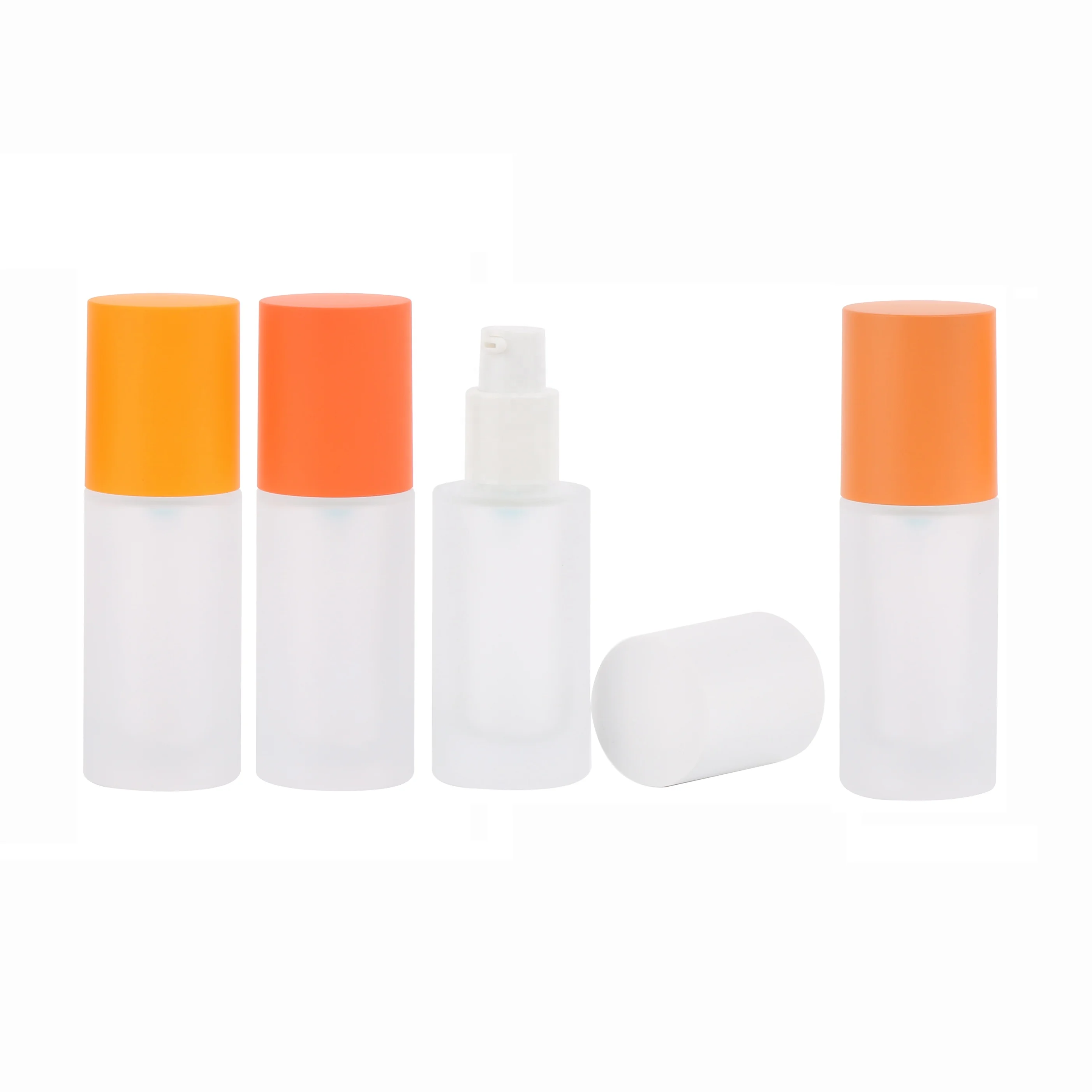 Цветная матовая эмульсионная бутылка с насосом пустая цилиндрический стеклянный контейнер упаковка для бутылок ухода за