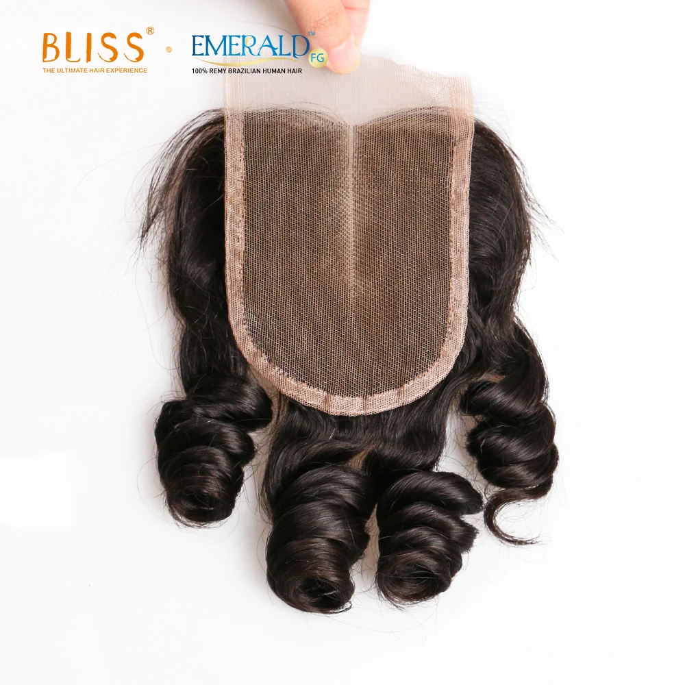 Bliss Emerald Virgin Remy Brazilian 4x4 Lace Closure Frontal Movad Curl Funmi Hair Egg Curl Cuticle Aligned Cheap Price Closure