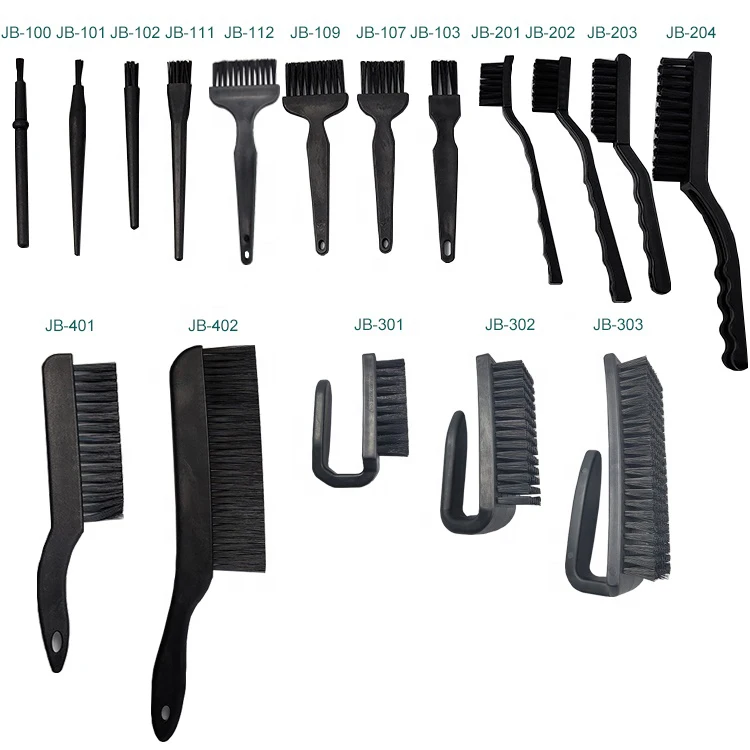 Industrial Cleaning Dust Free Black Plastic Hand Carbon Fiber Bristle ESD Antistatic Brush