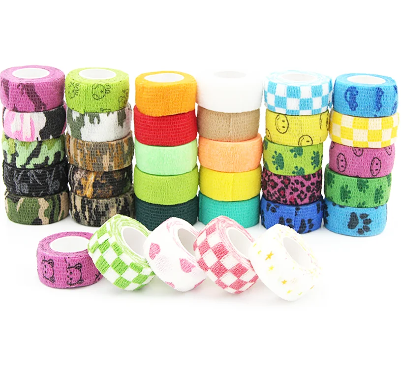 High Elastic Self Adhesive Cute Printed Non-Woven  Bandage Pet Vet Wrap wholesale Cohesive Bandage For Cat Dog
